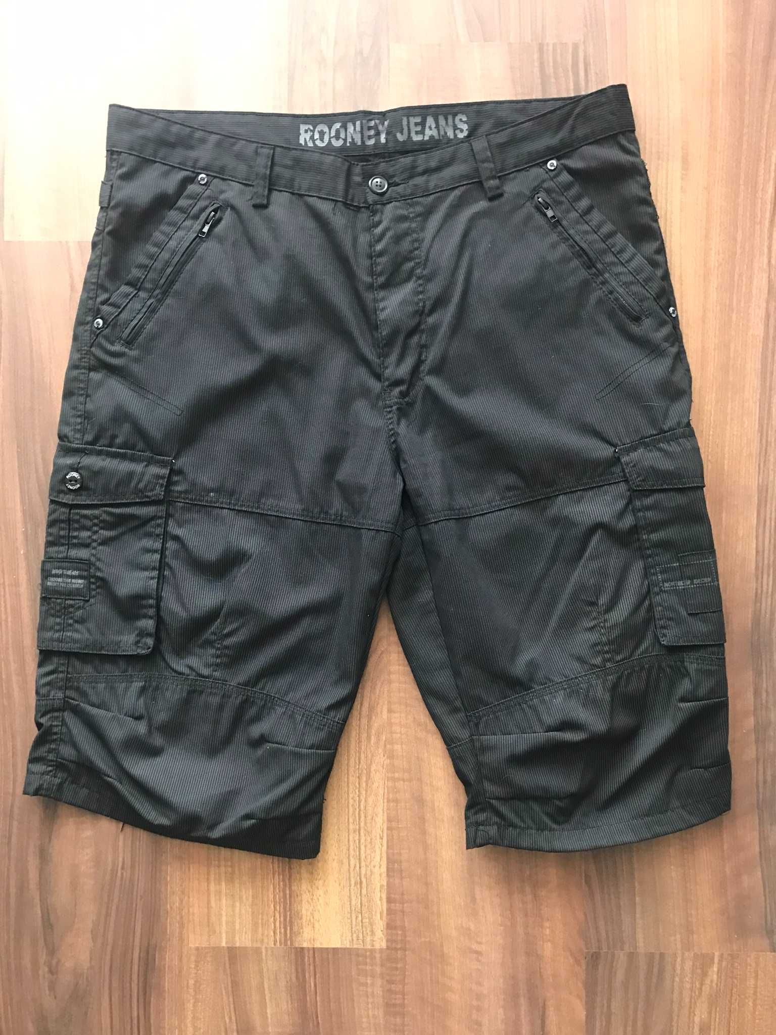 czarne krótkie spodenki, bojówki, szorty cargo Rooney Jeans, r. XXL