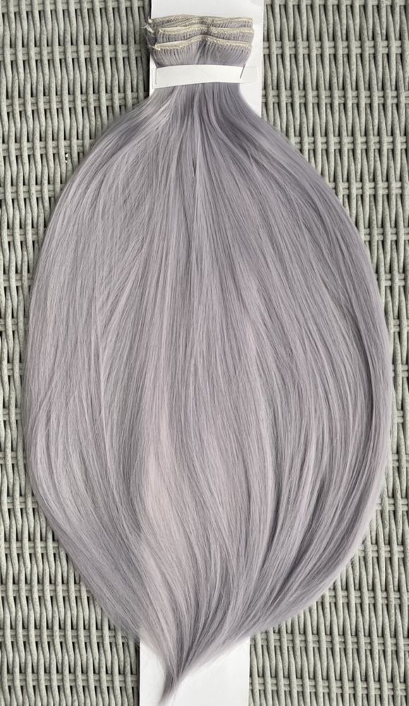 Włosy doczepiane, srebrny blond, clip in ( 254 )