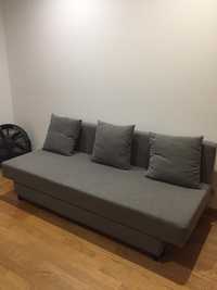 Sofa cama 3 lugares ,  cinzento com bau