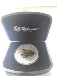 Серебряная монета Год Тигра с позолотой 1 доллар Австралия 31,135грамм