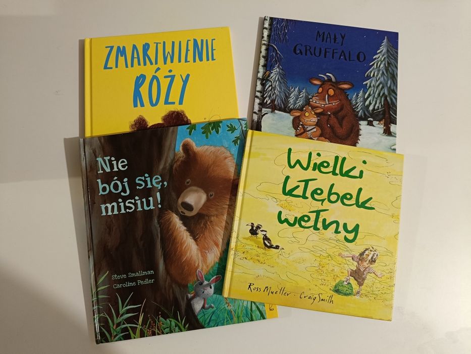 Zestaw 4 szt książek zmartwienie róży mały gruffalo nie bój się misiu
