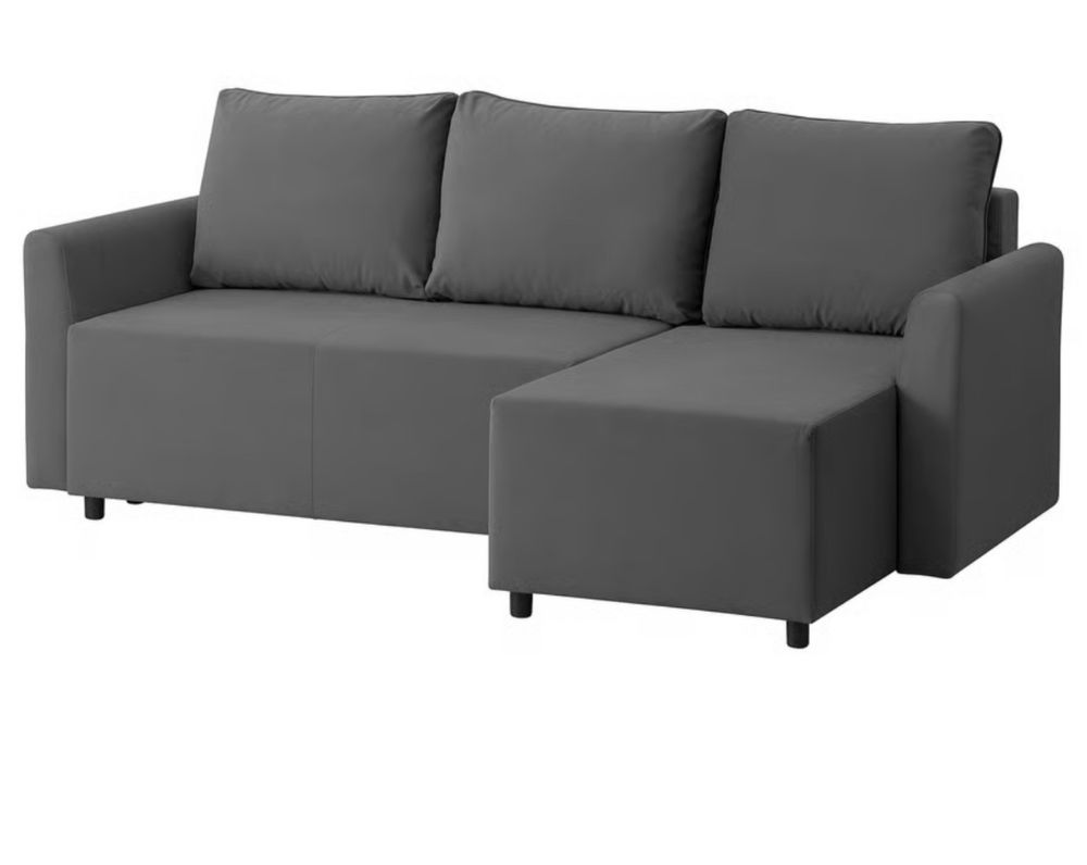 BRISSUND 3-os sofa rozkładana z szezlongiem, Hakebo ciemnoszary