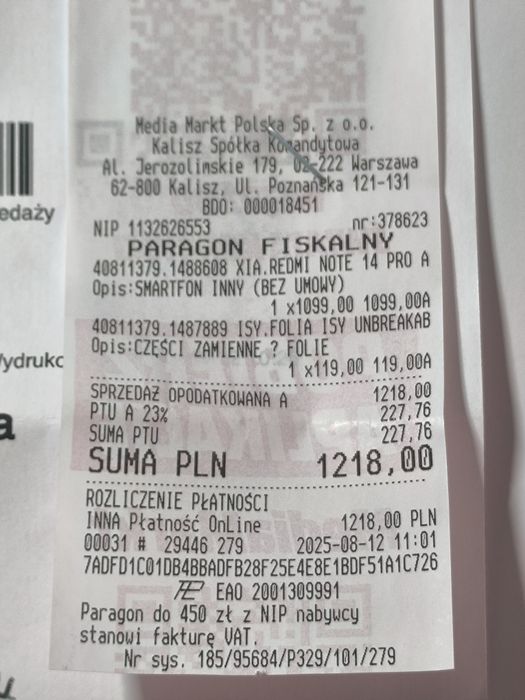 Redmi note 14 pro 256gb / 22msc gwarancja!