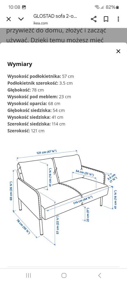 Kanapa Sofa 2os Ikea Glostad