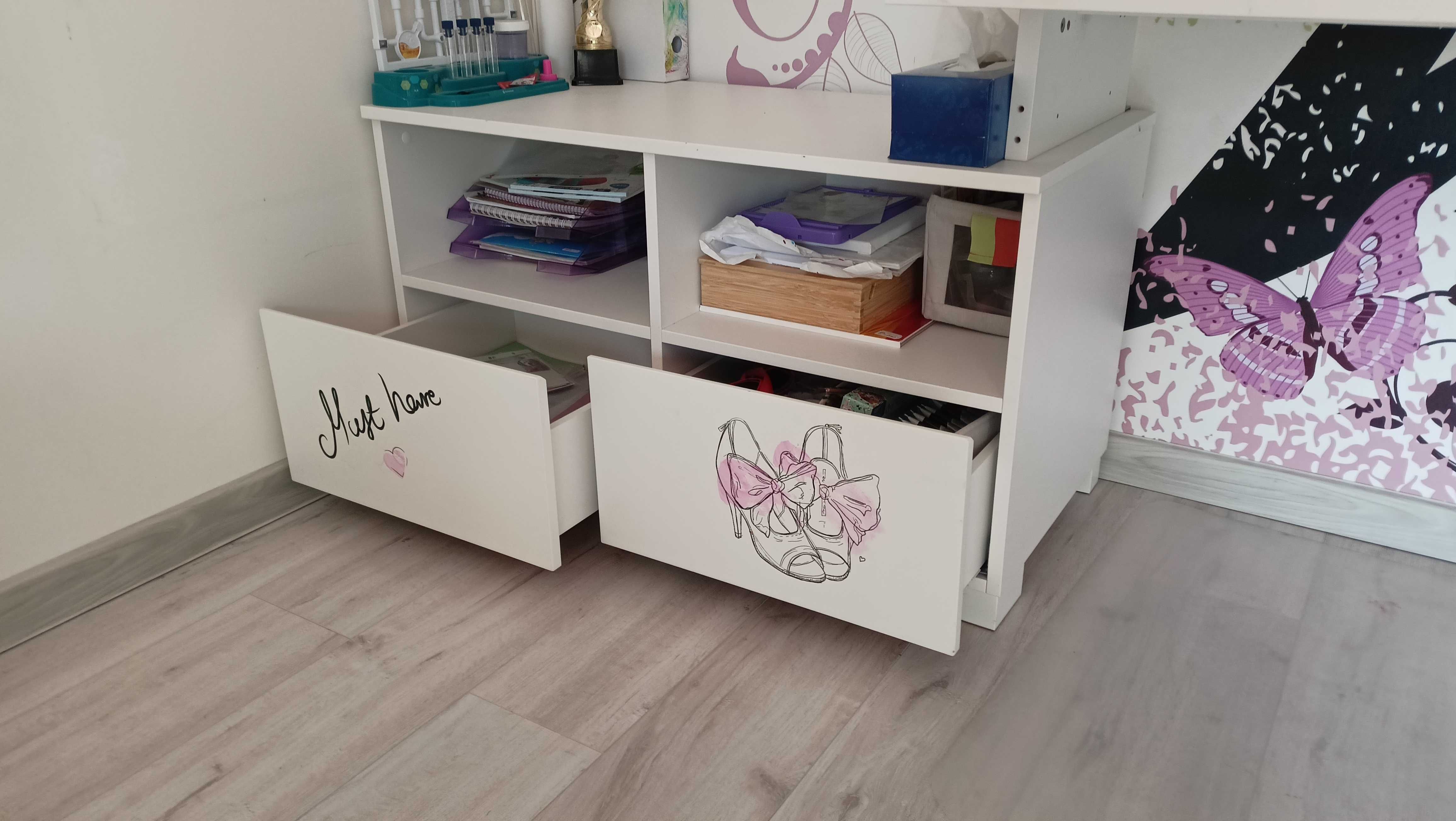 Biurko 130 cm z regulacją wysokości + szafka 100 - Meblik Fashion Pink