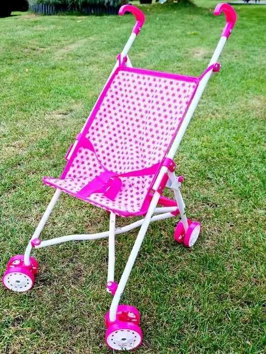 Nowy różowy wózek dla lalek lalki składany zabawka