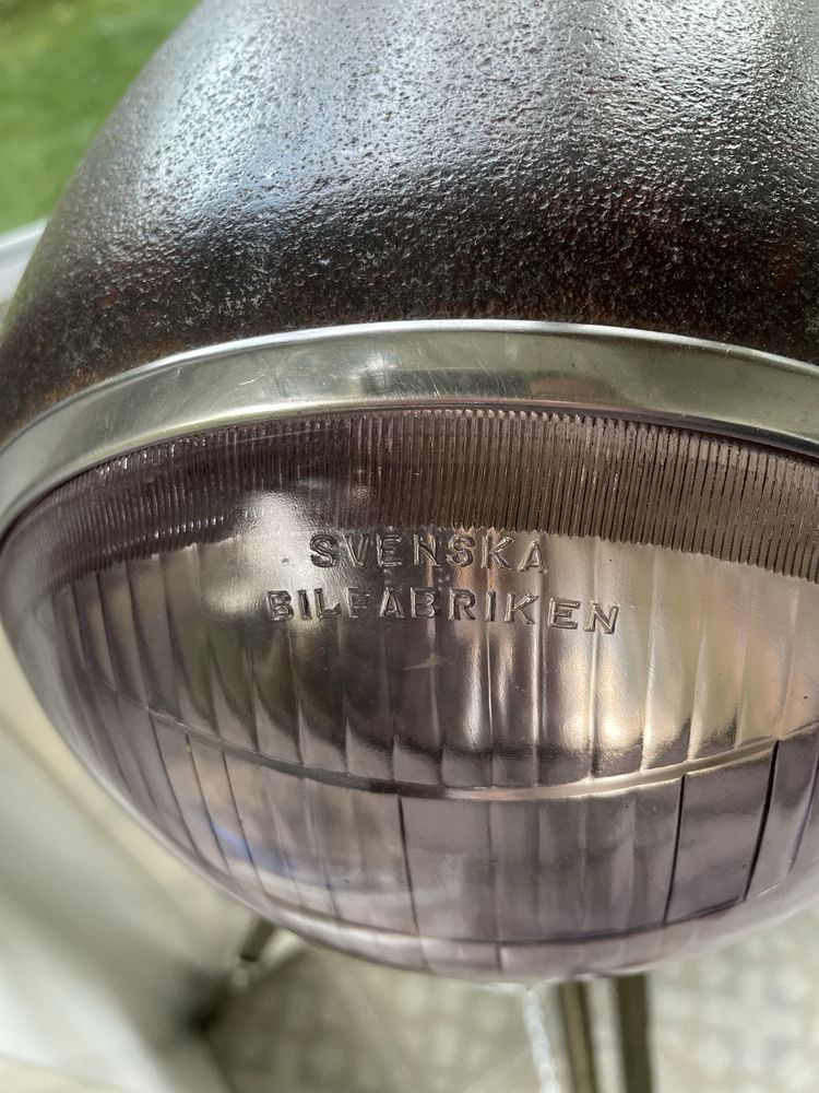 Lampa designerska retro antyk reflektor deSoto svenska bilfabriken