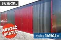 Duży Garaż Blaszany 15x10m Wiata , Hala  - GrzywStal