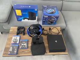 PS4 Pro 1TB + 2 pady + 3 gry + kierownica thrustmaster T150