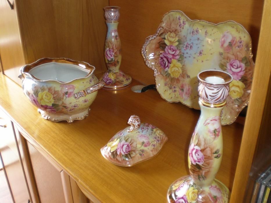 centro de mesa com castiçais pintado a mão