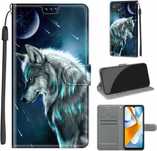Etui do Xiaomi Redmi 10C / 10 Power / C40 z klapką ze skóry PU, wilk