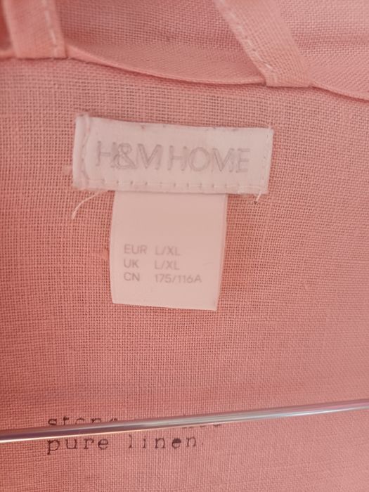 Szlafrok ze 100% lnu  Len H&M rozowy letni L XL