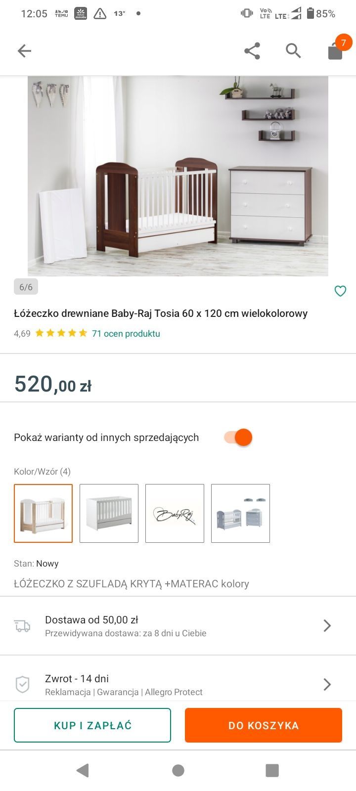 Łużeczko dzieciece z szufladą