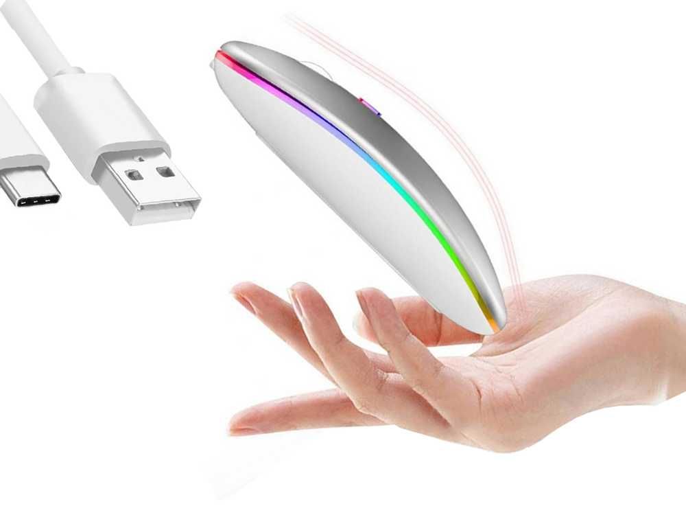 Mysz optyczna bezprzewodowa slim 2,4 ghz bluetooth do laptopa PC biała