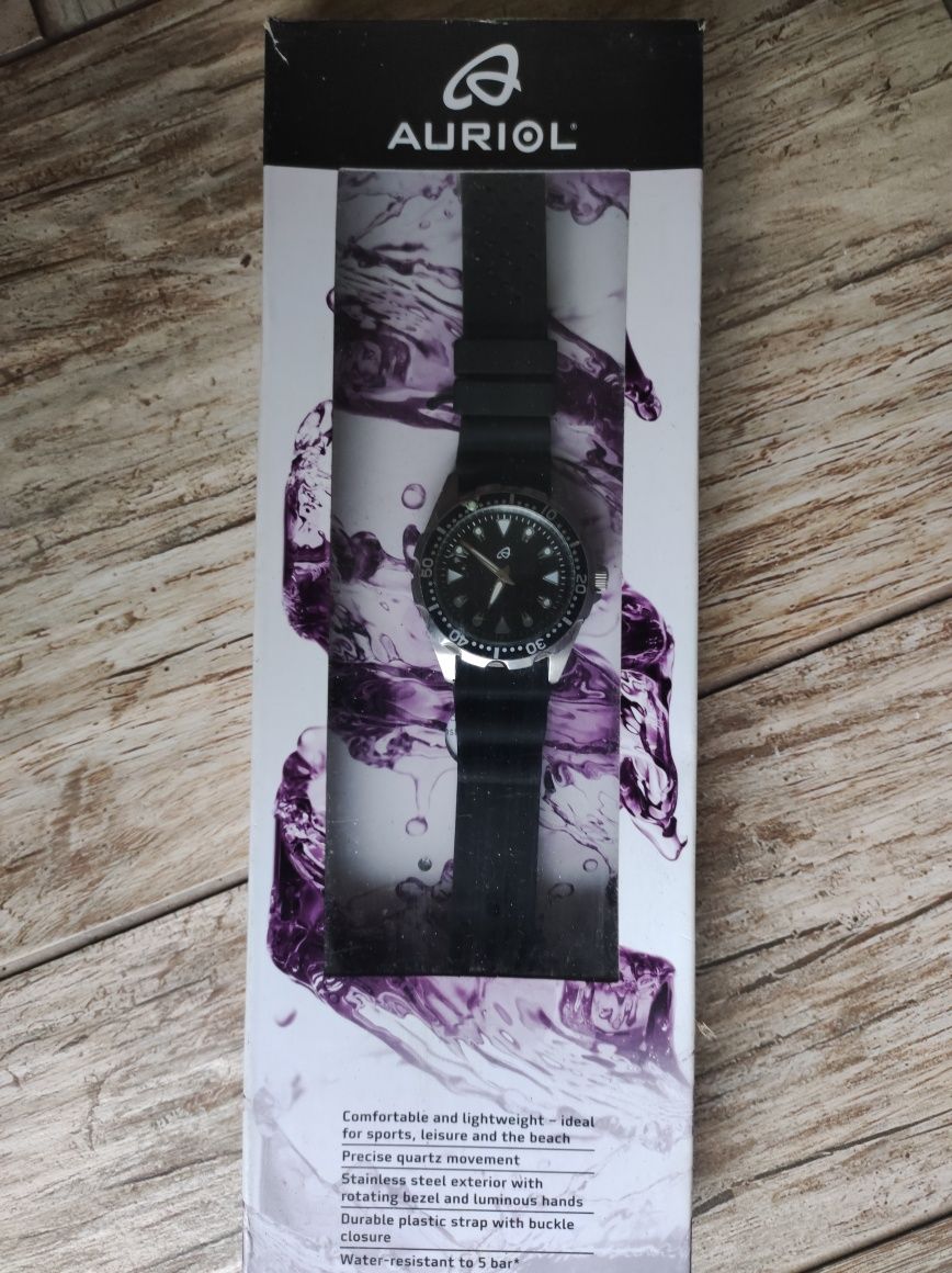 Nowy Zegarek AURIOL podświetlane wskazówki obracana luneta