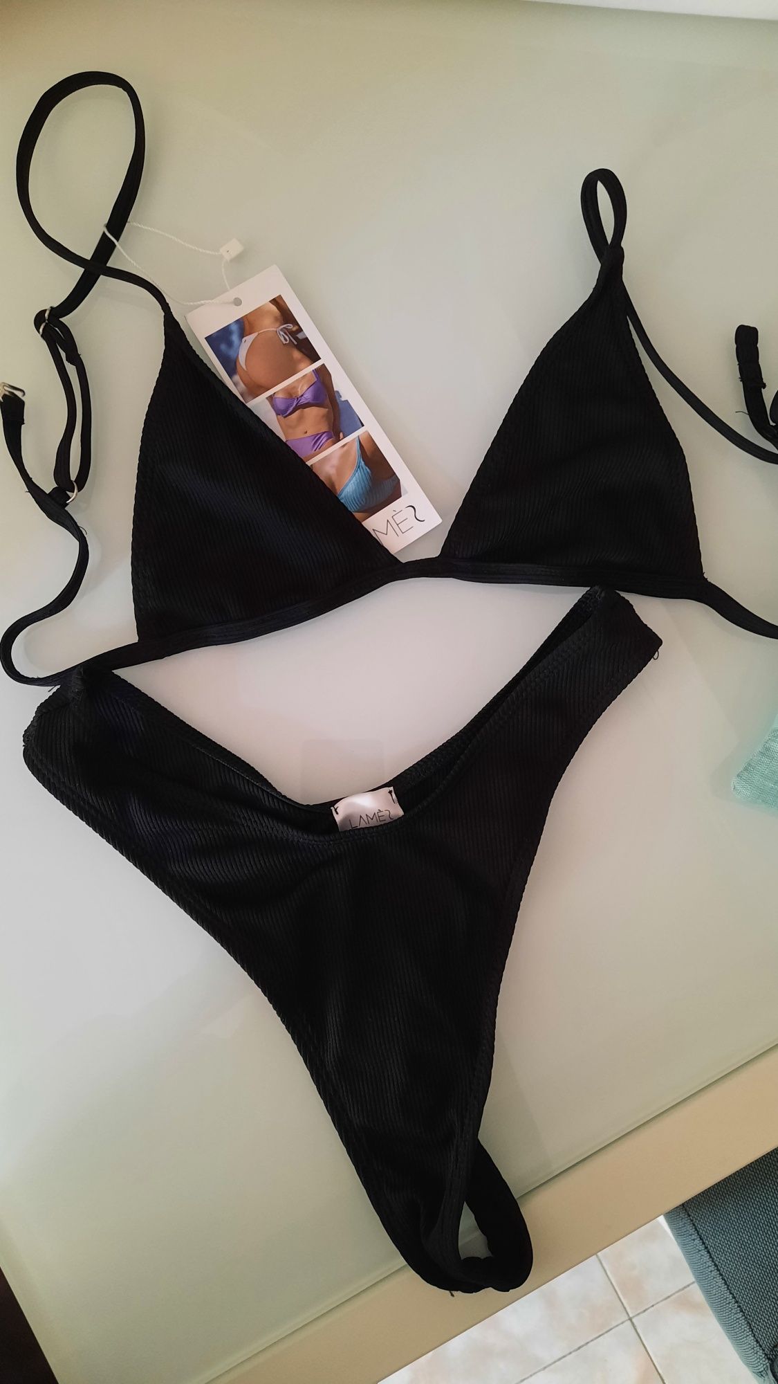 Bikini preto LAMÉS tamanho S