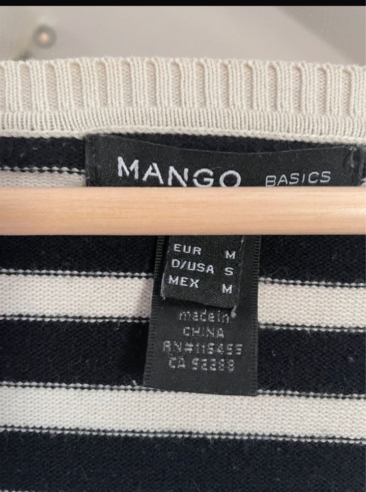 Mango Cardigan w biało-czarne paski