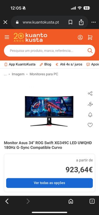 Monitor Asus 34" ROG Swift XG349C IPS UWQHD 180Hz G-Sync Curvo64284422353537121