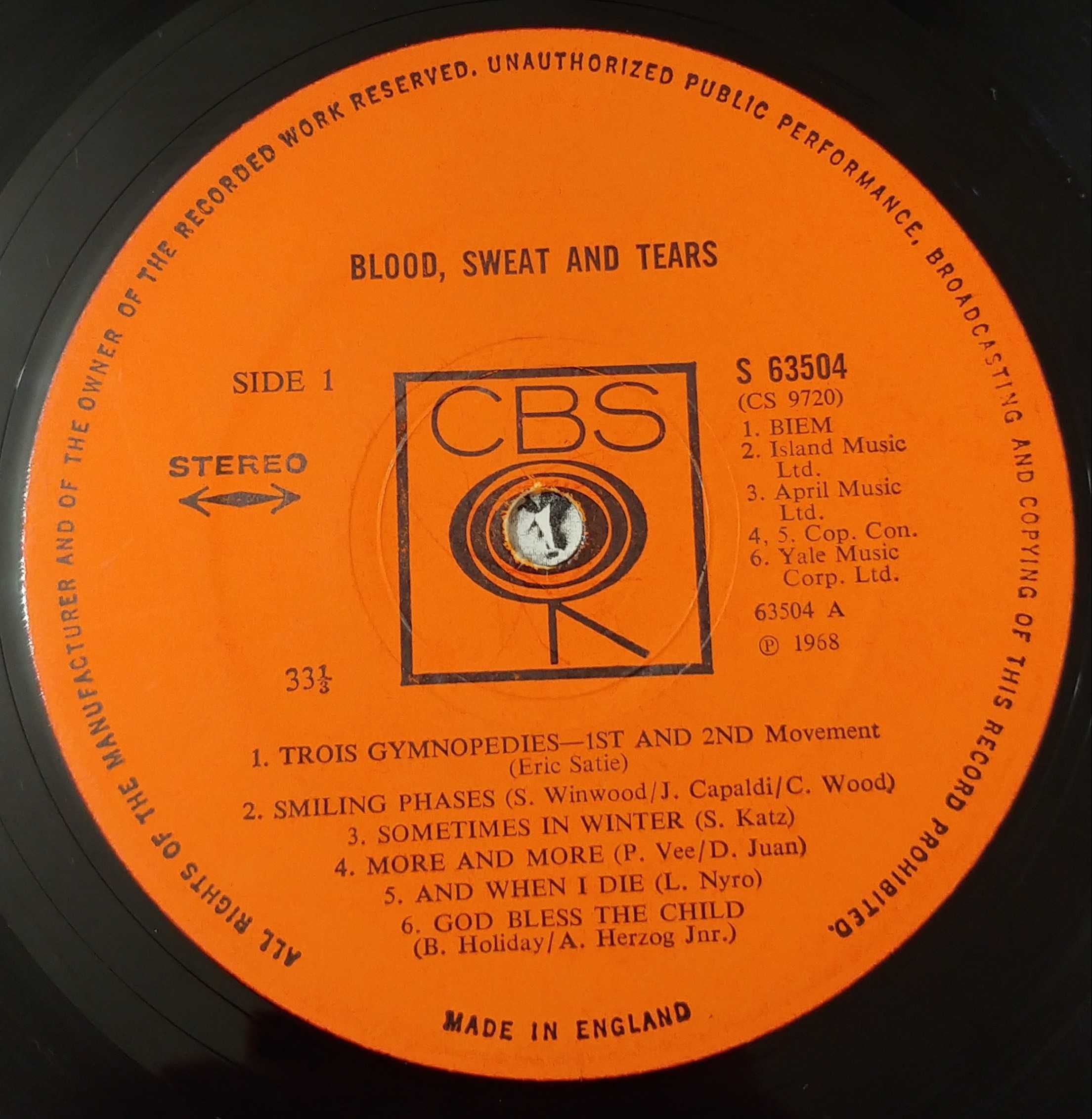 Blood,Sweat And Tears - Same. U.K. 1 Press. Płyta winylowa.