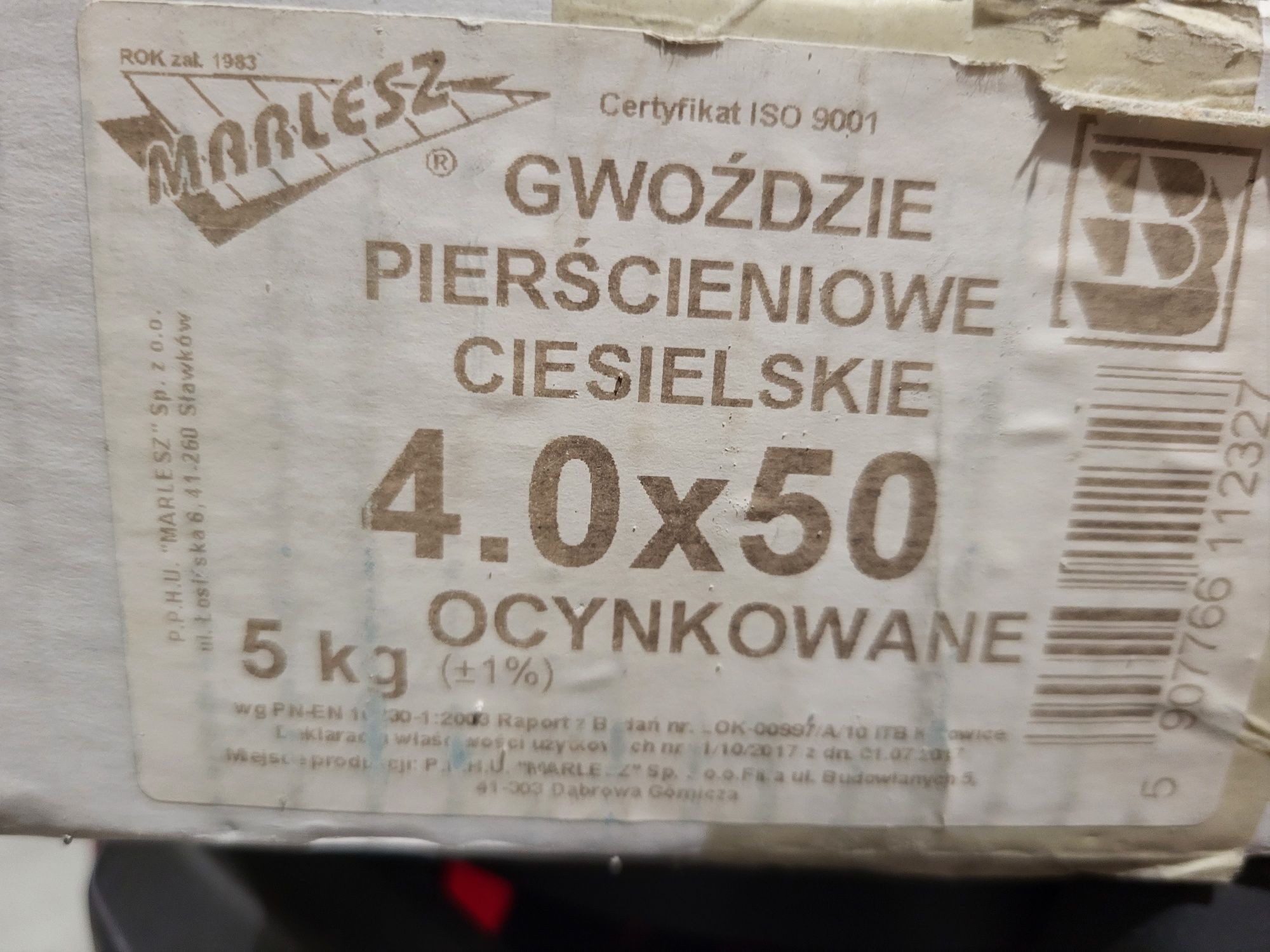5kg gwoździe pierscieniowe karbowane łączników ciesielskie 4.0x50 4x50