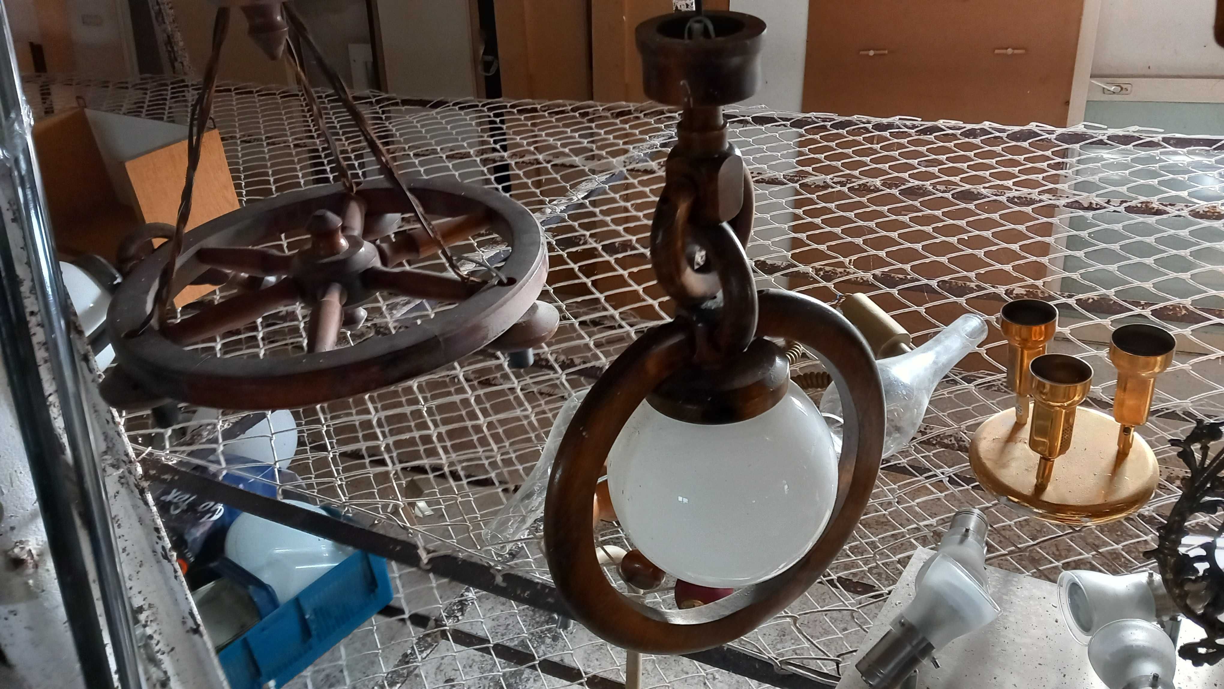 Lampa vintage,PRL drewniane-stojące,wiszące.