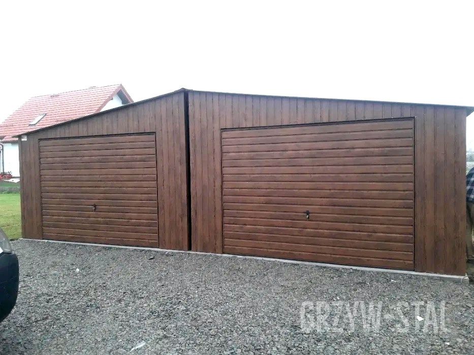 Garaż Blaszany 15x6 jednospadowy Zielony - GrzywStal Garaże i Wiaty