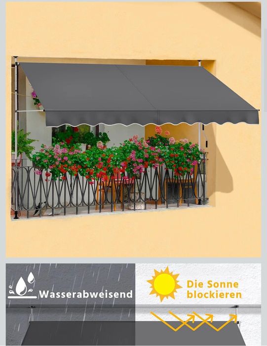 Markiza rozporowa nowa szara 300 cm