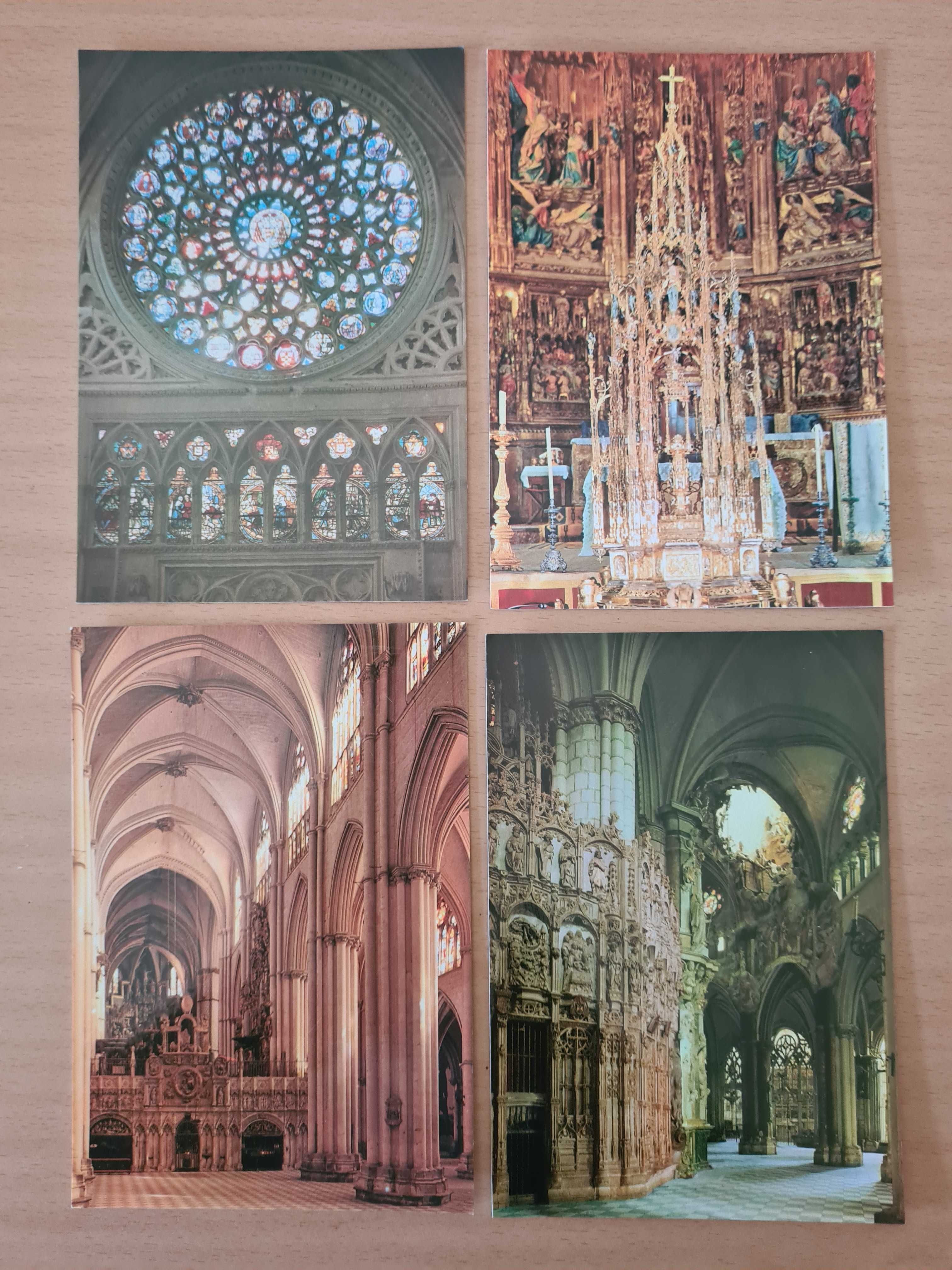 4 postais ilustrados da Catedral de Toledo, Espanha
