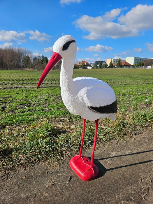 Wysoka figurka bocian bociek wiosna lato na ogród działkę prezent