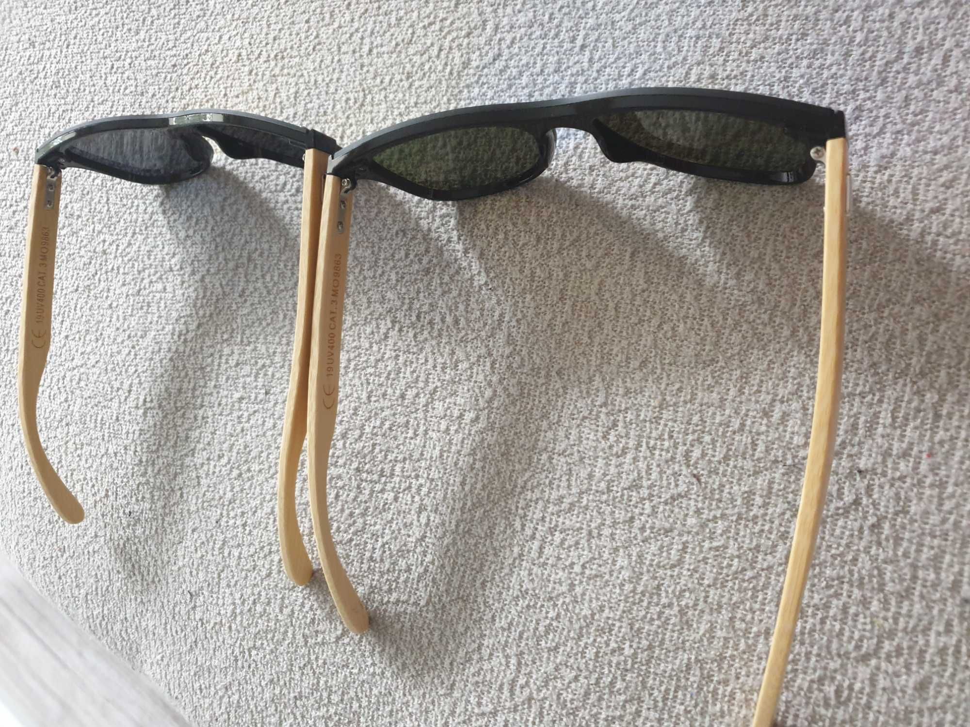 Okulary przeciwsłoneczne drewno - bambus. Odbicie lustrzane