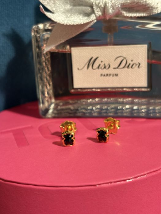 Kolczyki TOUS misie czarne pozlacane