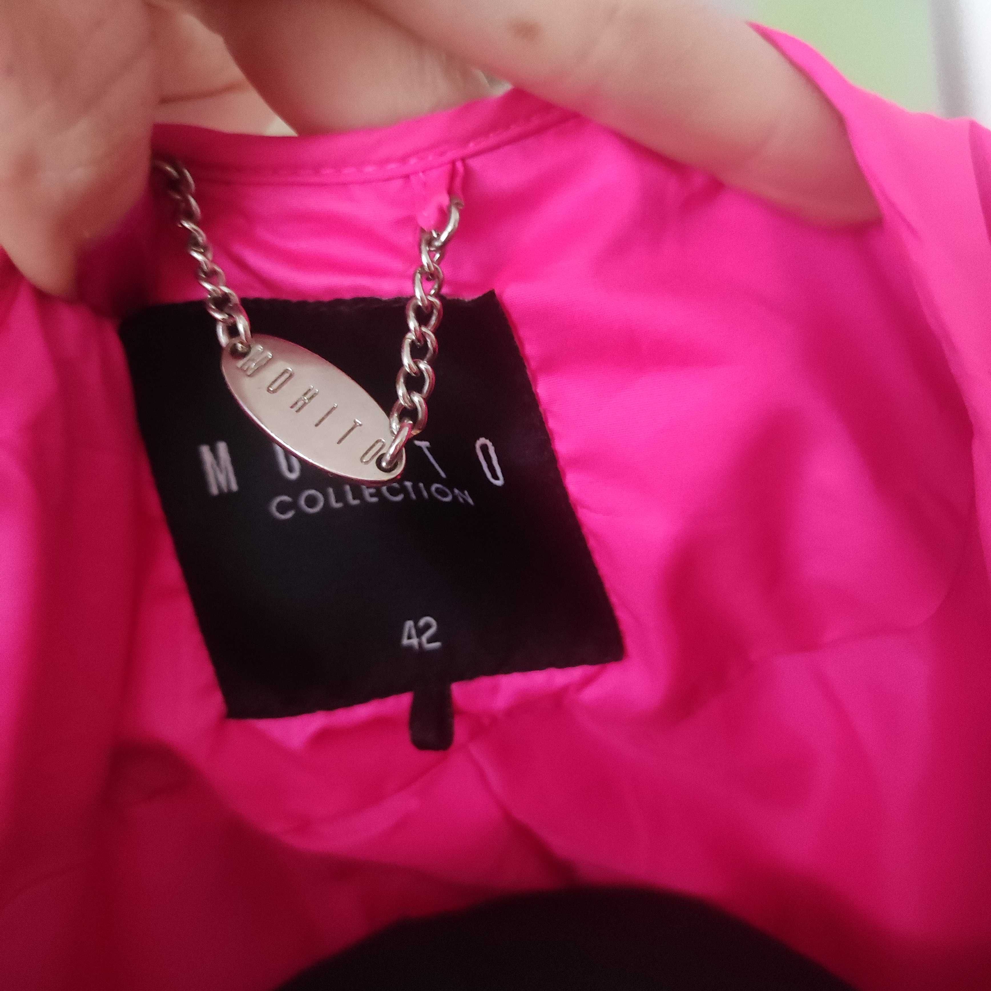 Kurtka różowa neon mohito xl pikowana wiosenna przejściowa