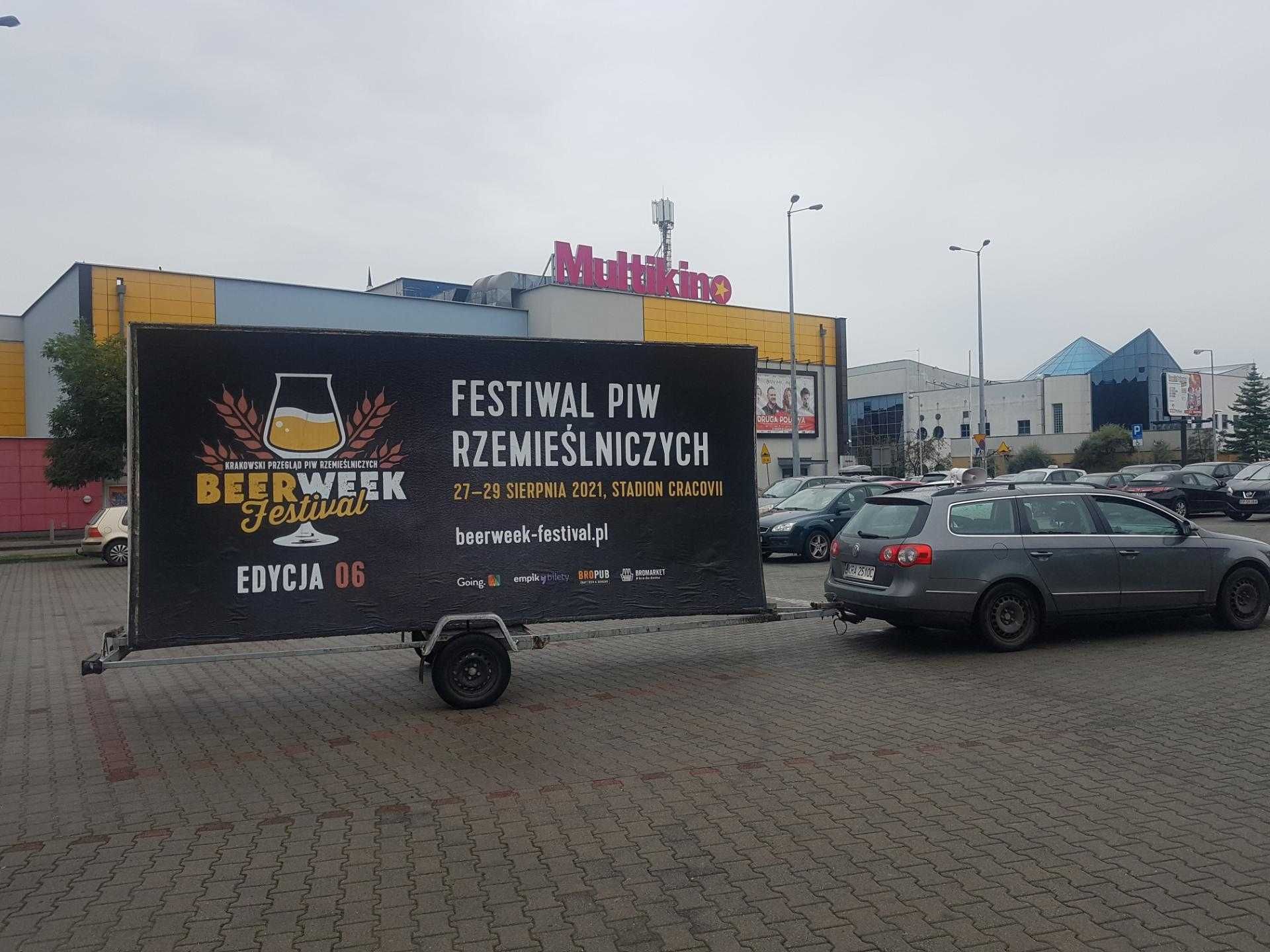 Przyczepa reklamowa, reklama mobilna Kraków Katowice Warszawa