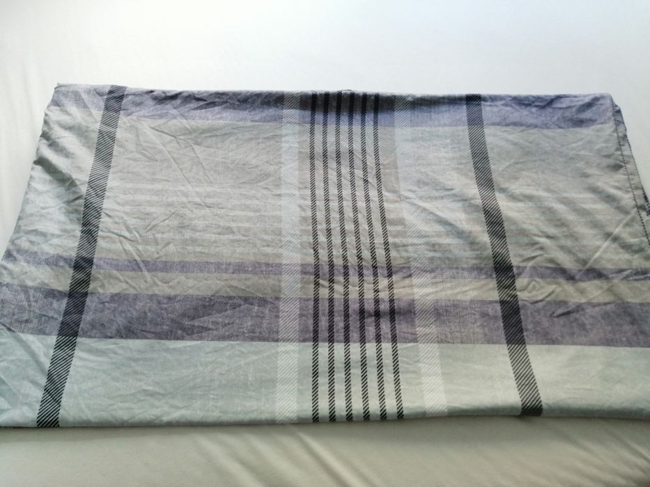Pościel home&you 200x220 szara krata pasy