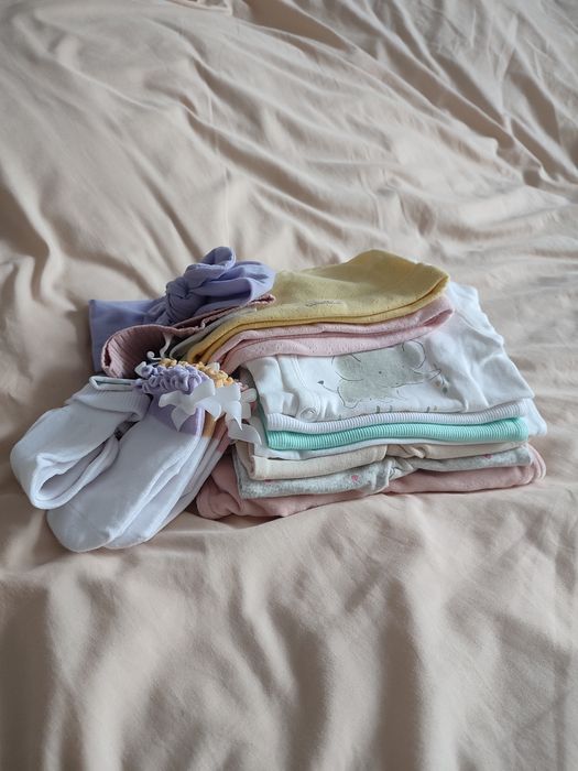 PROMOCJA Zestaw ubranek 16szt dla dziewczynki r.56/62 body spodnie