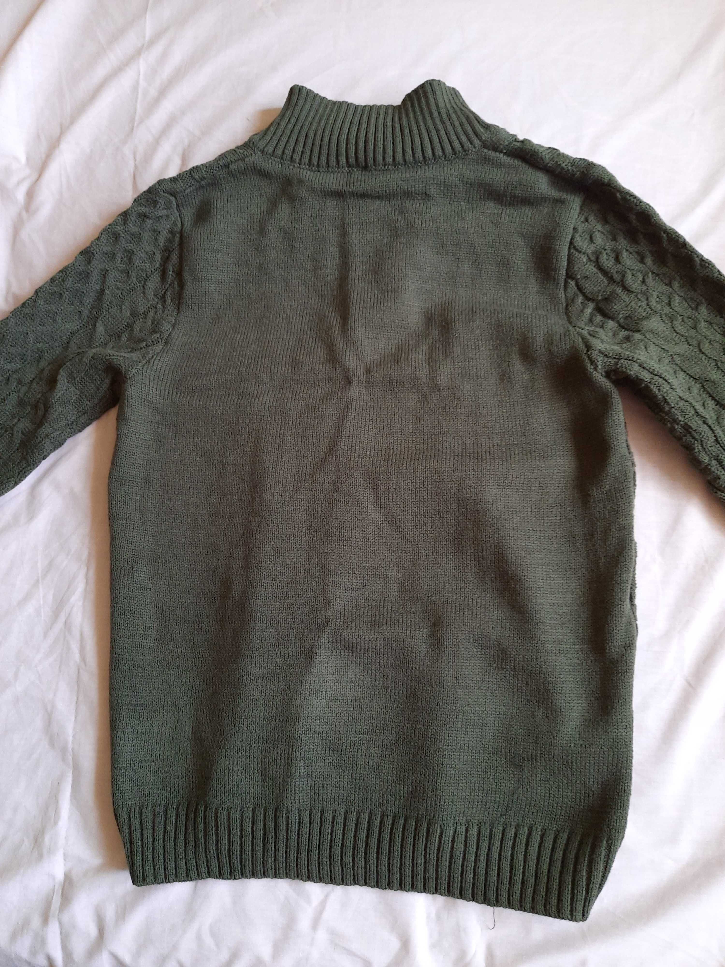 Sweter włóczkowy Khaki ciemna zieleń