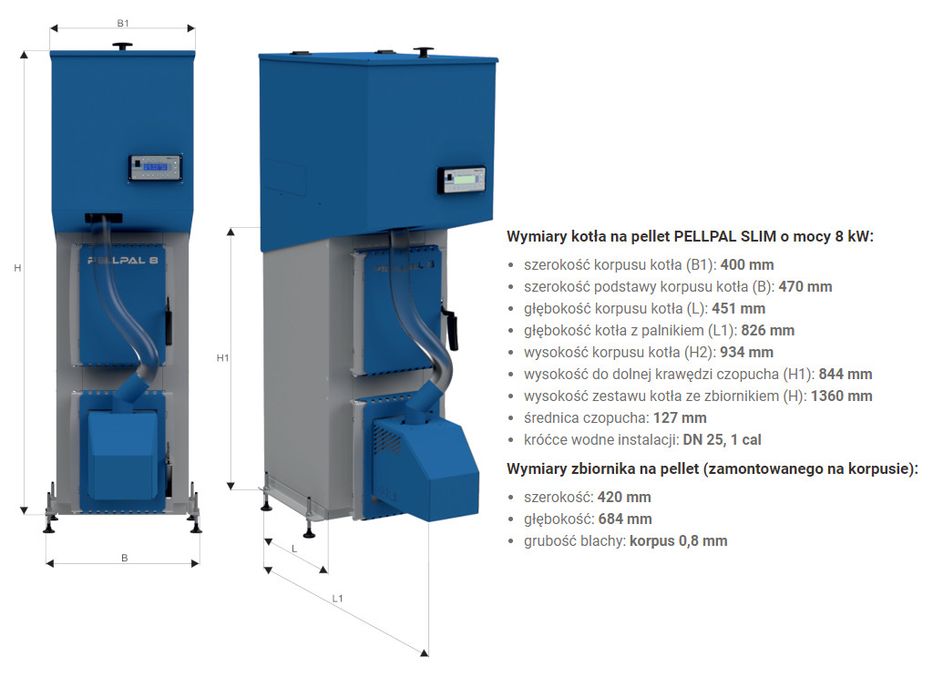 Kocioł na pellet 8kW podajnik Pellpal kotły piec biomasa 12kW 18kW ZUM
