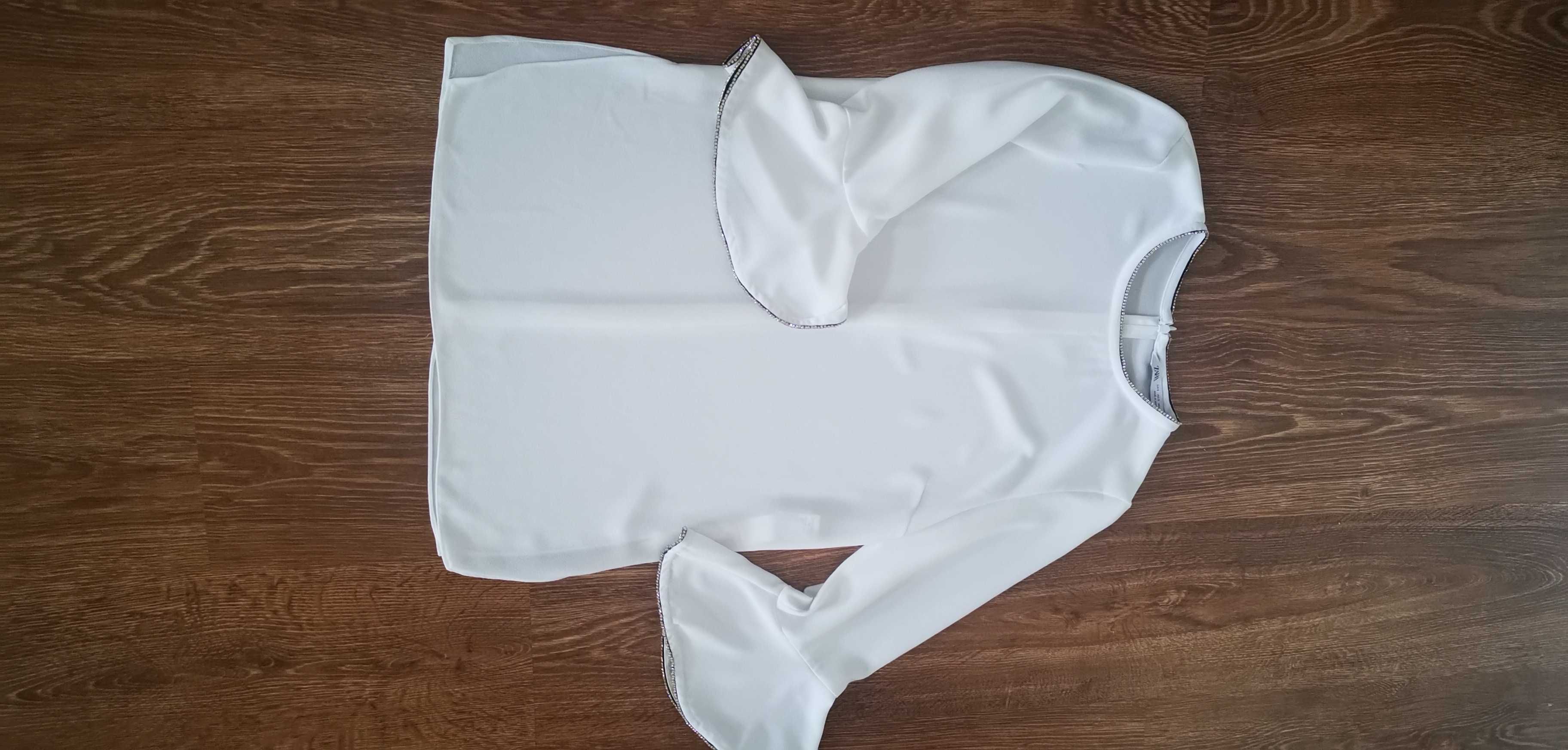 Biała Koszula Zara Kryształki Ozdoby