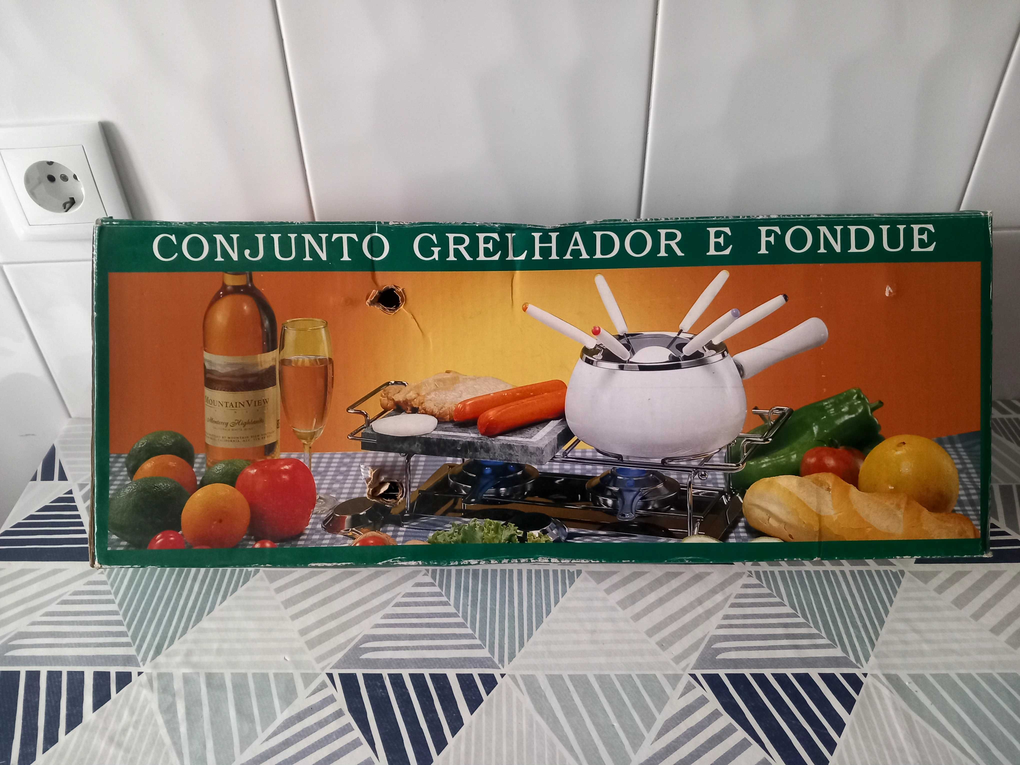 Fondue e grelhador de pedra