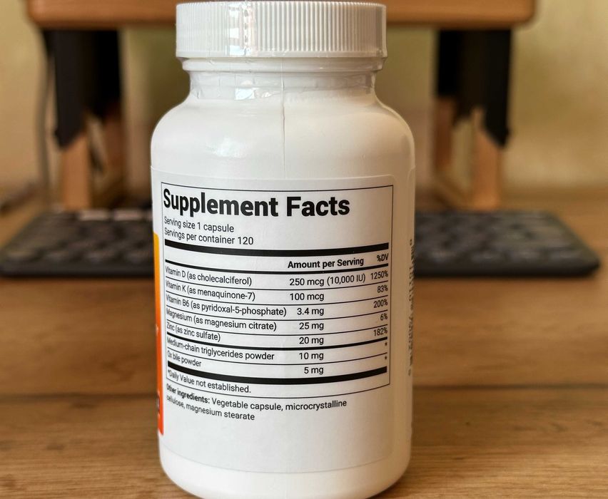 Вітамін Д 5000/10000 IU (D3 & K2, Zn, Mg, B6) Dr Berg, США Доктор Берг