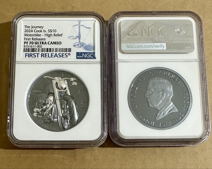 Монета 2024 Motorbike - Hight Relief . Мотоцикл, Мотобайк Серебро 2oz