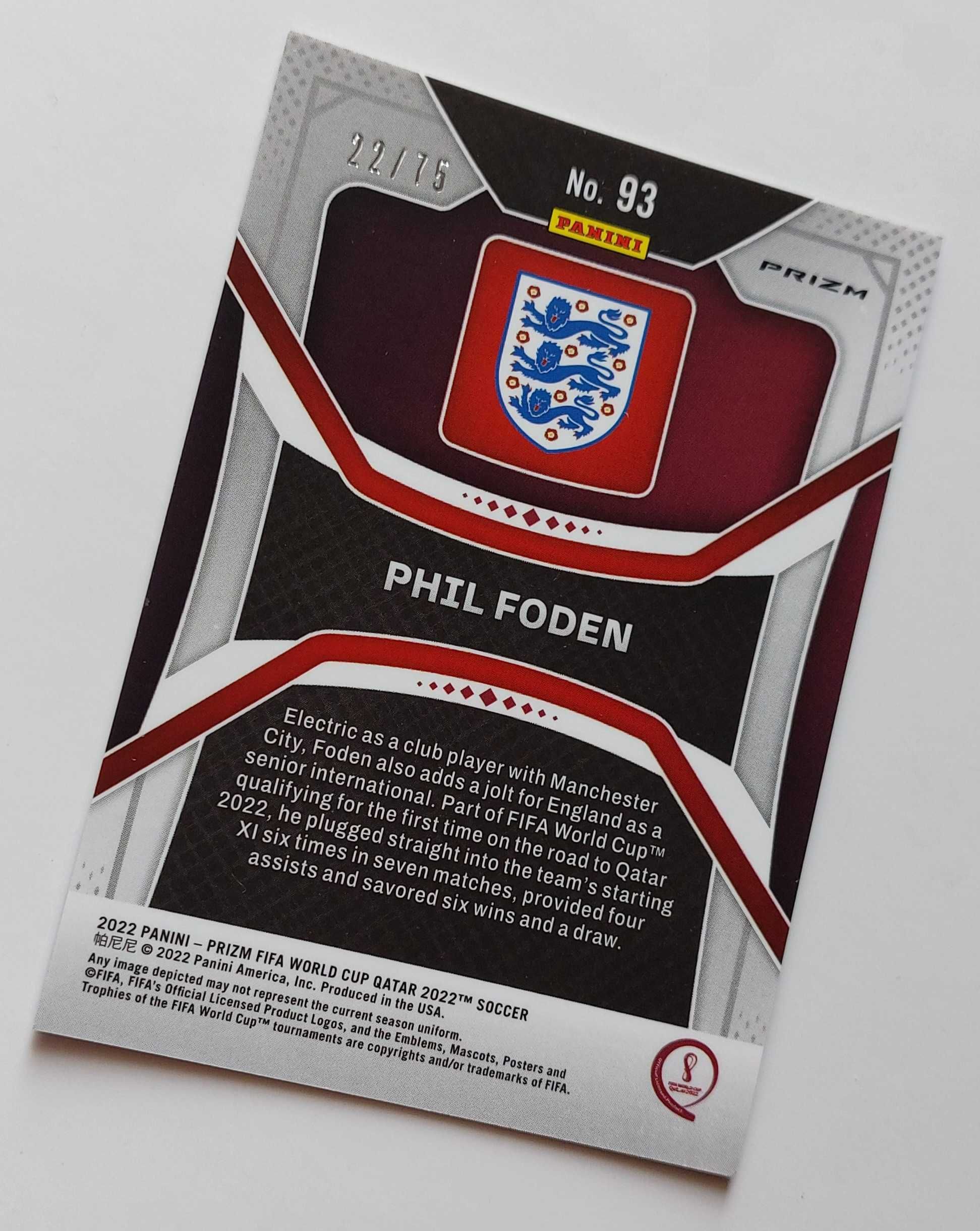 FIFA World Cup 2022 Qatar Phil Foden Prizm Blue Mojo #93 /75 England