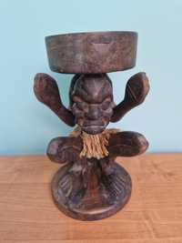 Afrykańska, egzotyczna  rzeźba z drewna, rękodzieło, świecznik
