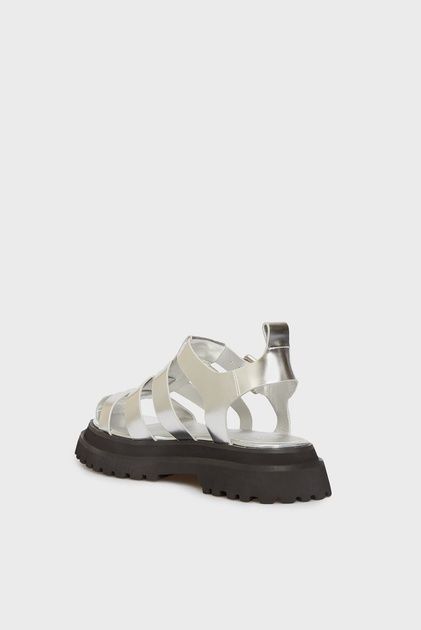 Жіночі сріблясті сандалі шкіряні Sam PRPY 37