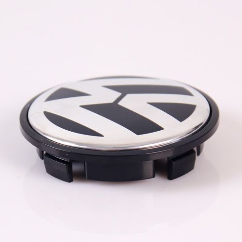 L628 4 Centros De Jante Volkswagen Preto Emblema VW 65mm Novos!