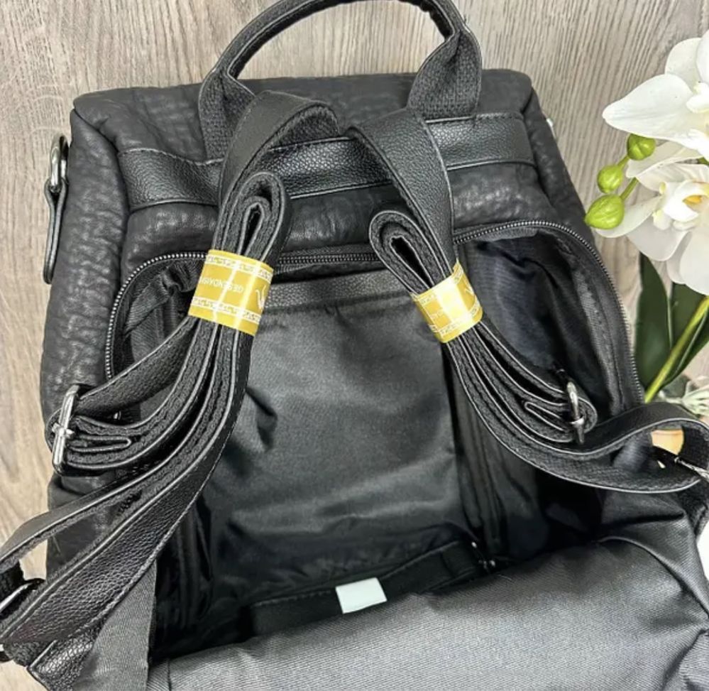 Женский жіночий міський кожаный чорний рюкзак сумка портфель ранец