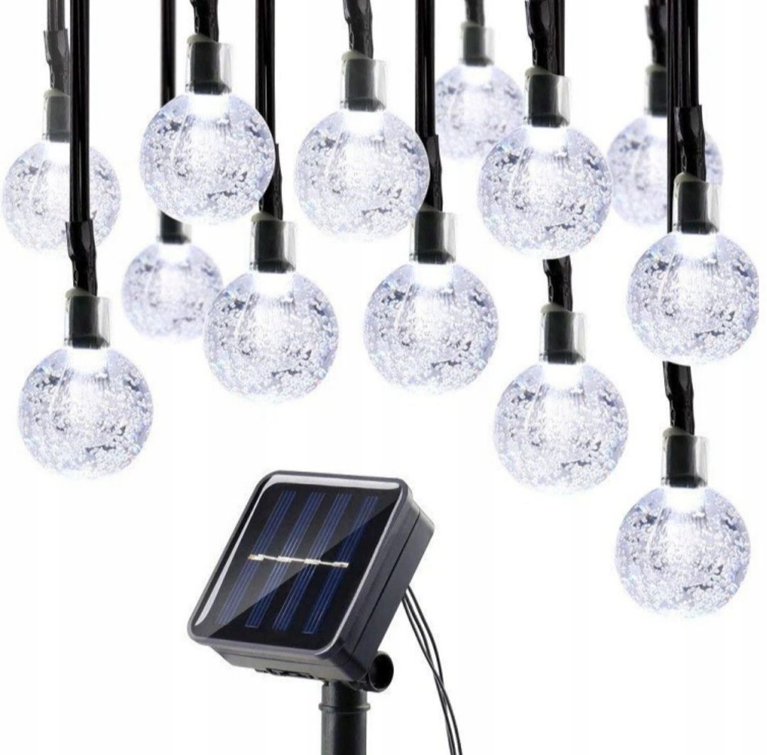Girlanda lampki solarne 40 LED 6,5M zawieszki ciepłe kule ogrodowe