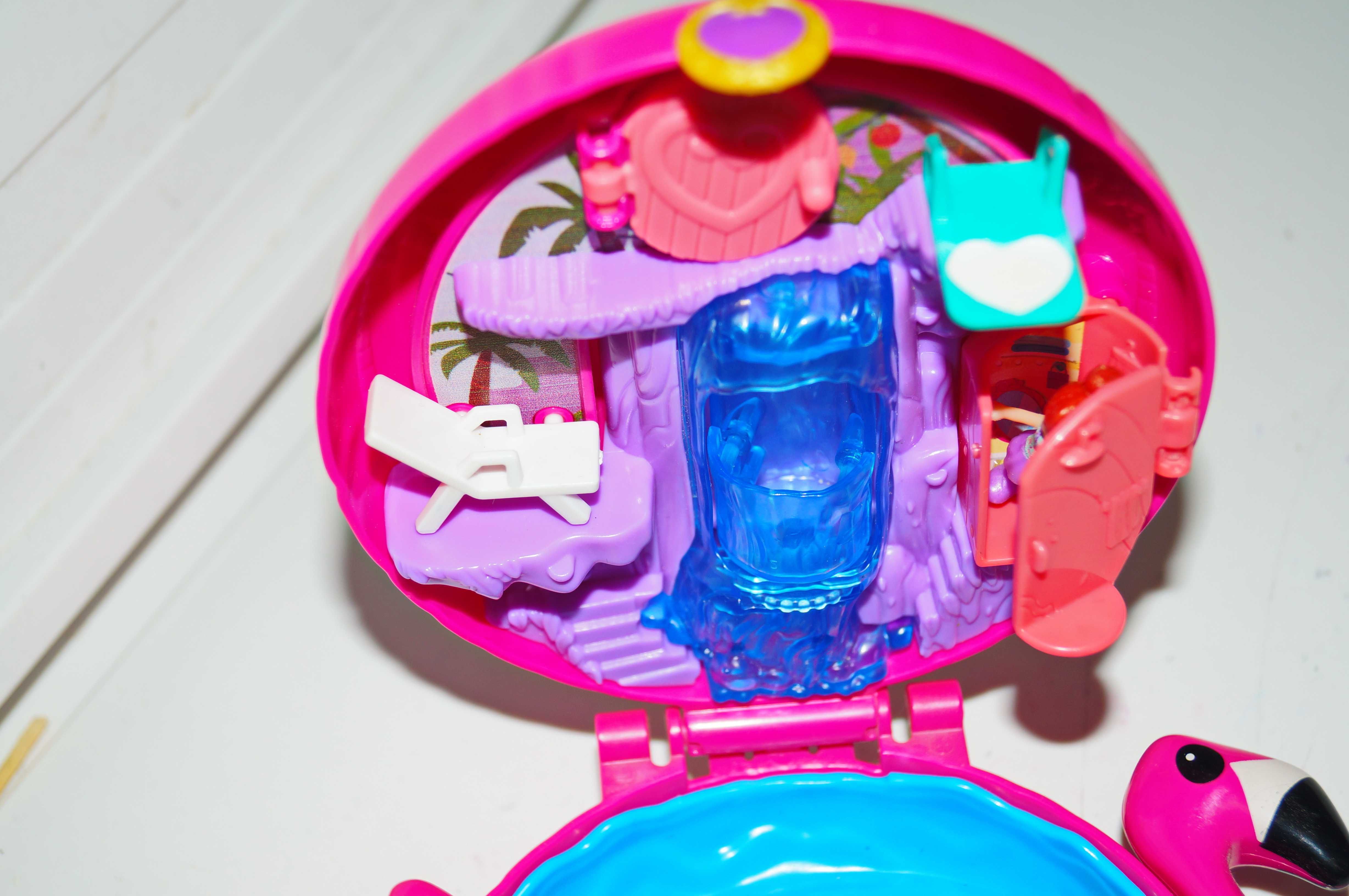 Набiр Polly Pocket Карманный домик Бассейн фламинго  с куколкой мини