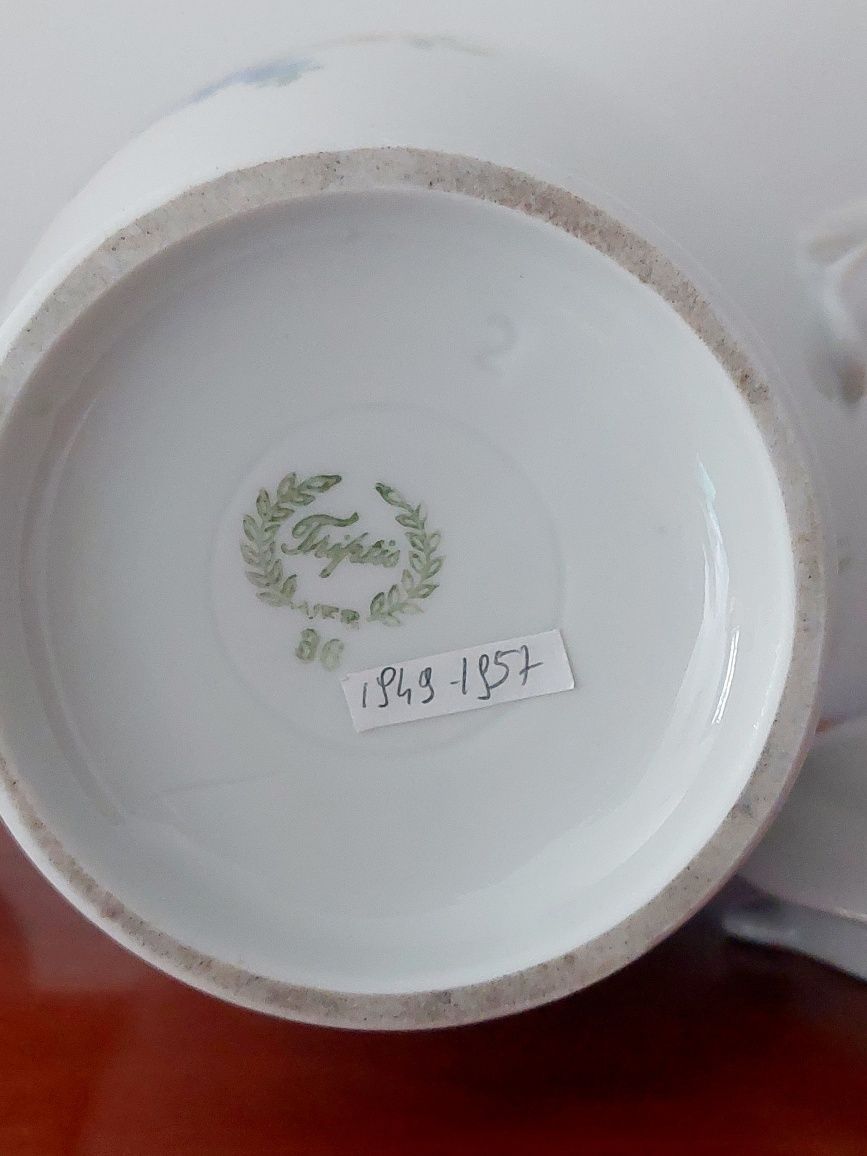 Dzbanek i mlecznik porcelana Triptis kwiaty wzór wiedeński