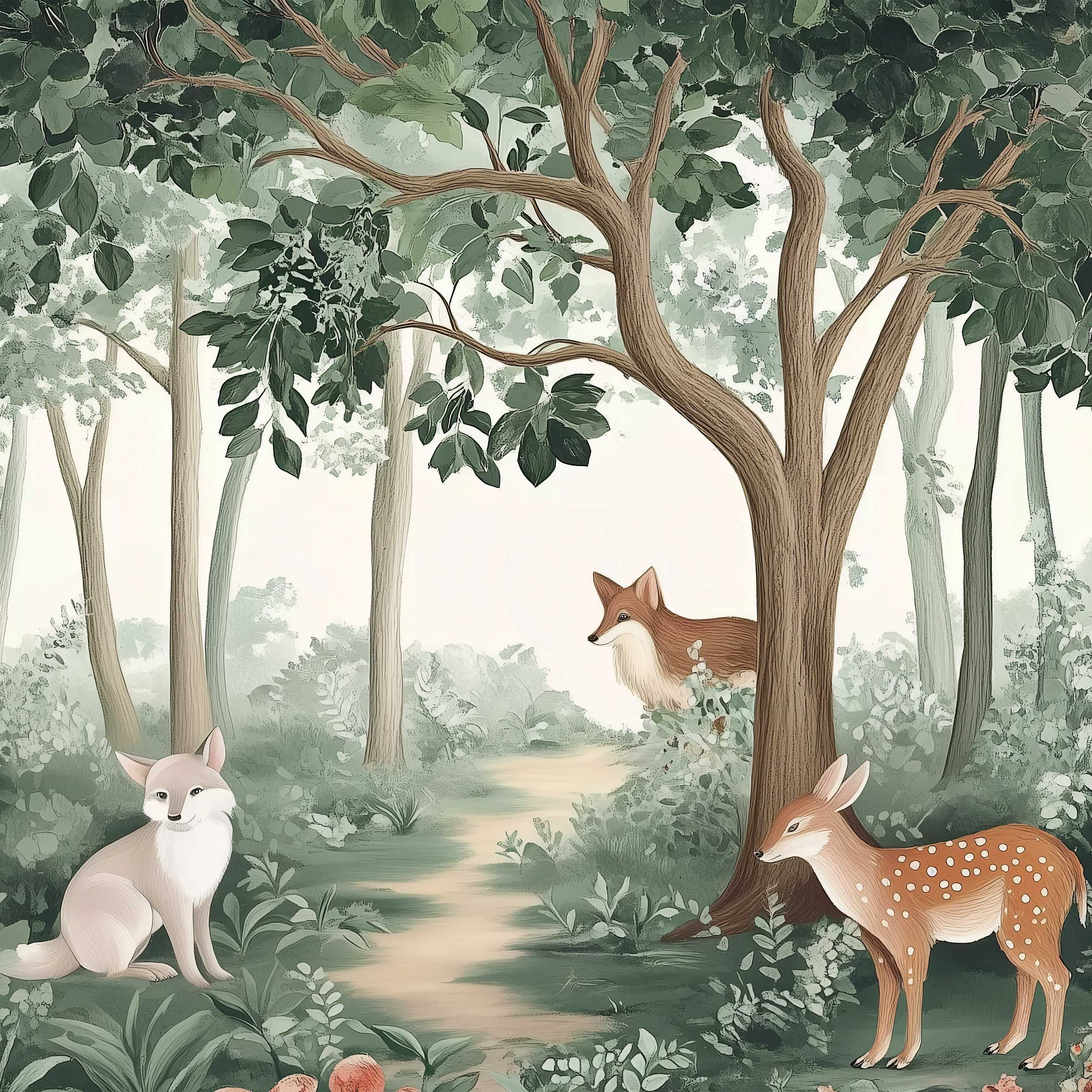 Fototapeta Dla Dzieci Las Zwierzątka Zieleń Sarenka Natura 3D + KLEJ